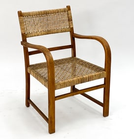 ERICH DIECKMANN STYLE BEECH & CANE ARMCHAIR C1930S
