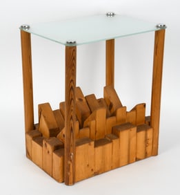 SCANDINAVIAN SCULPTURAL PINE SIDE TABLE
