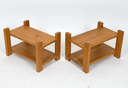PAIR OF MID-CENTURY DUTCH OAK SIDE TABLES C. 1970S
