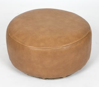 BUFFALO LEATHER POUF OTTOMAN C. 1980S