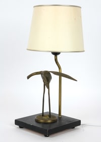 ART DECO BRASS HERON DESK LAMP C. 1950S