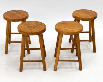 (4) SCANDINAVIAN PINE STOOLS, C. 1960S