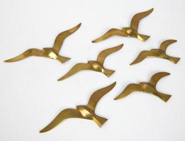 BRASS FLYING SEAGULL WALL SCULPTURES C. 1970S