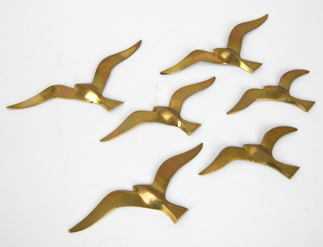 BRASS FLYING SEAGULL WALL SCULPTURES C. 1970S (1 of 7)