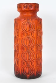 WEST GERMAN RED CERAMIC VASE C. 1970S