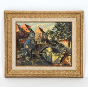 J. VAN DER KLEY BELGIAN STREET SCENE O/C