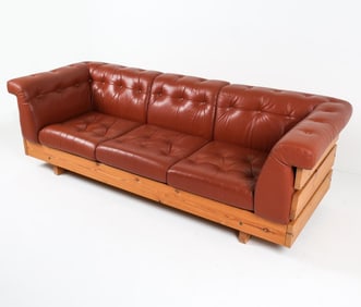 SWEDISH PINE AND LEATHER SOFA FROM EKORNES, NORWAY