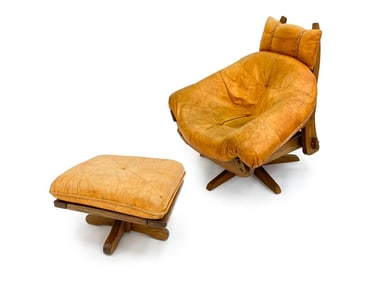 CHAIR W/ FOOTSTOOL IN STYLE OF GERARD VAN DEN BERG