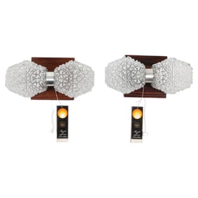 PAIR OF ROSEWOOD AND GLASS WALL SCONCES FROM TEMDE