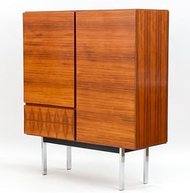 GERMAN PALISANDER AND CHROME HIGHBOARD