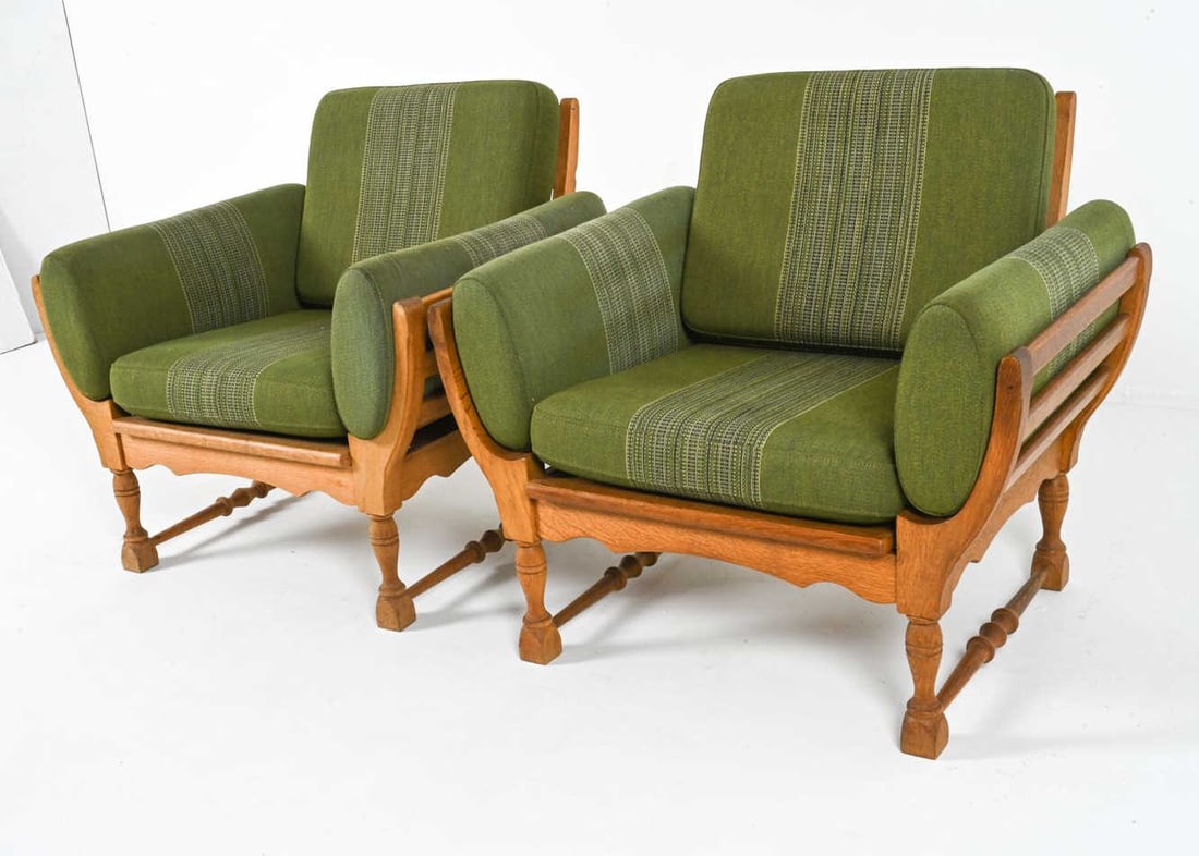 PAIR OF RARE OAK ARM CHAIRS BY HENNING KJAERNULF (1 of 20)