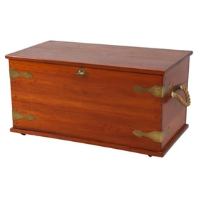 MID-CENTURY DANISH TEAK AND BRASS SEA CHEST, CIRCA