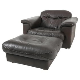 DE SEDE DS-101 LEATHER CLUB CHAIR & OTTOMAN