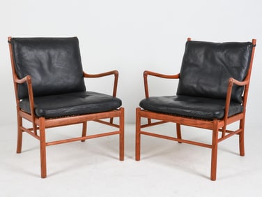 PAIR OF OLE WANSCHER ROSEWOOD & LEATHER CHAIRS