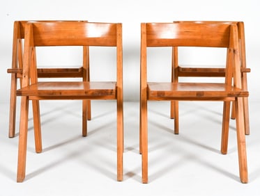 (4) 'FRYKAT' PINE DINING CHAIRS BY NISSEN & GEHL