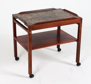 SEVERIN HANSEN ROSEWOOD SERVING CART W/ TILE TOP