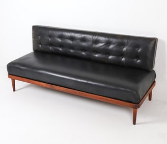 PETER HVIDT STYLE DANISH TEAK AND LEATHER DAYBED