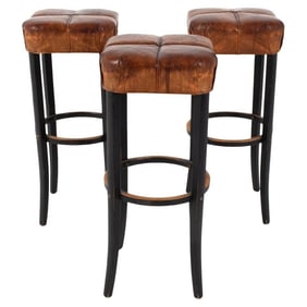 (3) LEATHER STOOLS IN THE STYLE OF MICHAEL THONET