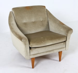 SCANDINAVIAN BEECH & MOHAIR LOUNGE CHAIR C. 1970S