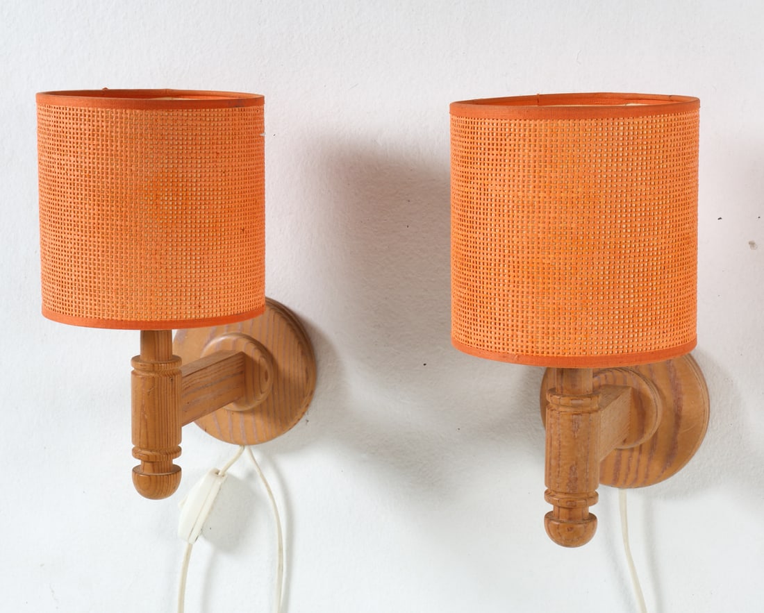 PAIR OF SWEDISH PINE WALL SCONCES C. 1960S (1 of 13)