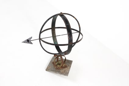 MID-CENTURY SCANDINAVIAN IRON ARMILLARY SUN DIAL