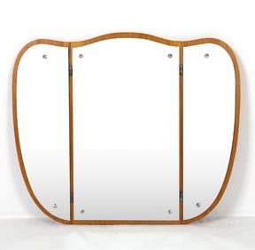 DANISH TEAK TRYPTICH WALL MIRROR C. 1970S
