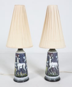 PAIR OF DANISH CERAMIC TABLE LAMPS C. 1970S
