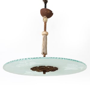 SCANDINAVIAN ART DECO GLASS CHANDELIER C. 1930S