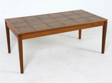 SWEDISH TEAK & CERAMIC TILE TOP COFFEE TABLE 1960S