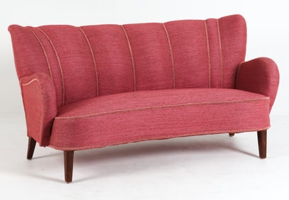 MID-CENTURY SWEDISH WOOL CURVED SOFA C. 1960S