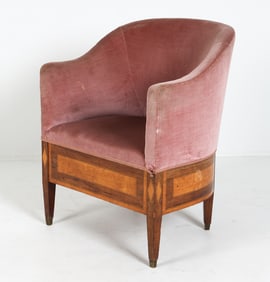 ART DECO SCANDINAVIAN VELOUR CLUB CHAIR C. 1930S