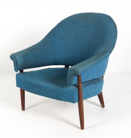 SWEDISH TEAK & WOOL LOUNGE CHAIR C. 1960S