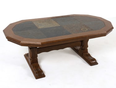 DANISH OAK COFFEE TABLE W/ TILE TOP C. 1970S