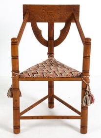 ANTIQUE SWEDISH OAK 'MONK' CORNER CHAIR C. 1910S