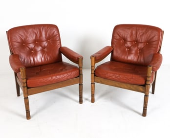 PAIR OF AB BRODERNE NILSSON BEECH LOUNGE CHAIRS