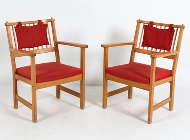 PAIR YNGVE EKSTROM SWEDISH PINE ARMCHAIRS C. 1960S
