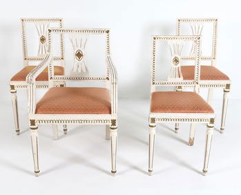 (4) SWEDISH GUSTAVIAN STYLE DINING CHAIRS 1960S