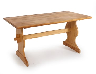 SWEDISH PINE TRESTLE DINING TABLE C. 1970S
