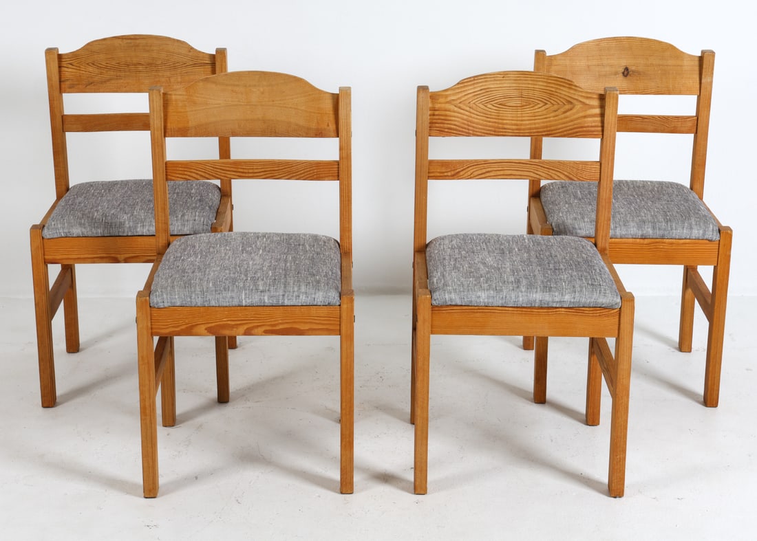 (4) SWEDISH PINE DINING CHAIRS C. 1970S (1 of 13)