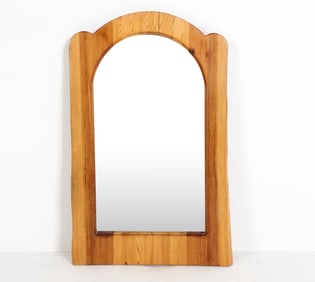 SWEDISH BRUTALIST PINE WALL MIRROR C. 1970S