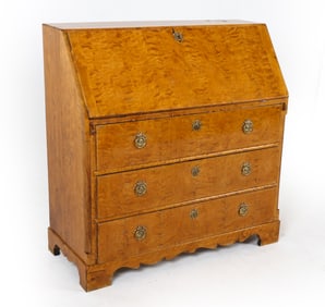 ANTIQUE SWEDISH FLAME BIRCH SECRETARY CHEST