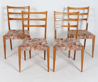 (4) SWEDISH BEECH DINING CHAIRS C. 1970S