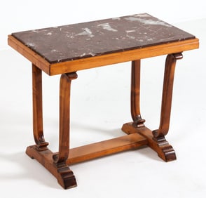 SWEDISH ART DECO BEECH & MARBLE SIDE TABLE