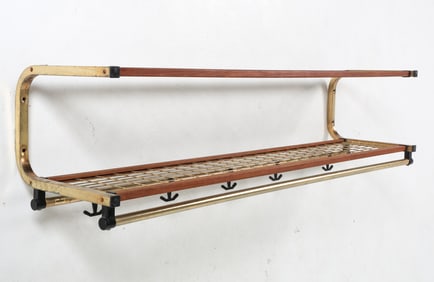 SWEDISH TEAK & BRASS COAT RACK C. 1960S