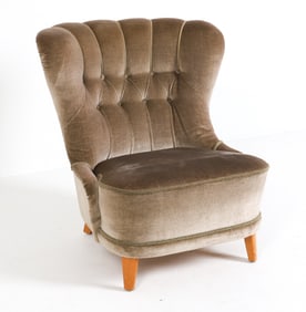 DANISH VELOUR LOUNGE CHAIR C. 1960S