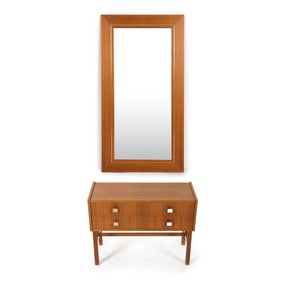 DANISH TEAK LOW CHEST W/ MIRROR C. 1960S