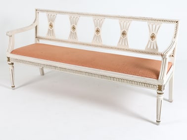 GUSTAVIAN STYLE SWEDISH PAINTED PINE BENCH