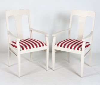 PAIR OF SCANDINAIVAN PAINTED ARMCHAIRS