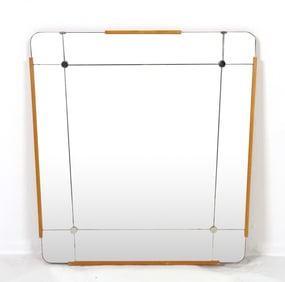 DANISH BEECH & PINE WALL MIRROR C. 1960S