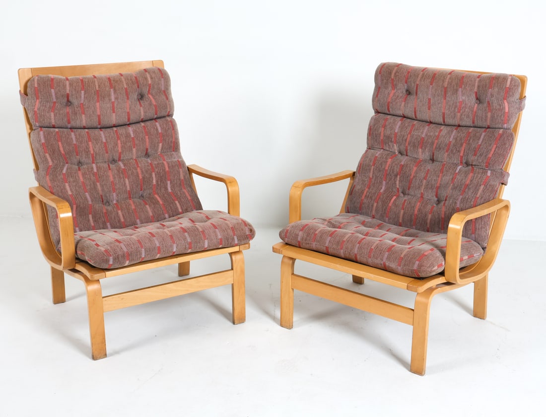 PAIR KARL-ERIK EKSELIUS BEECH EASY CHAIRS C. 1960S (1 of 17)
